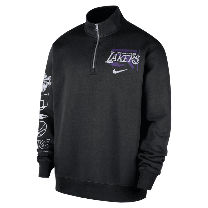 Los Angeles Lakers Courtside Men's Nike NBA Club 1/2-Zip Top 'Black'