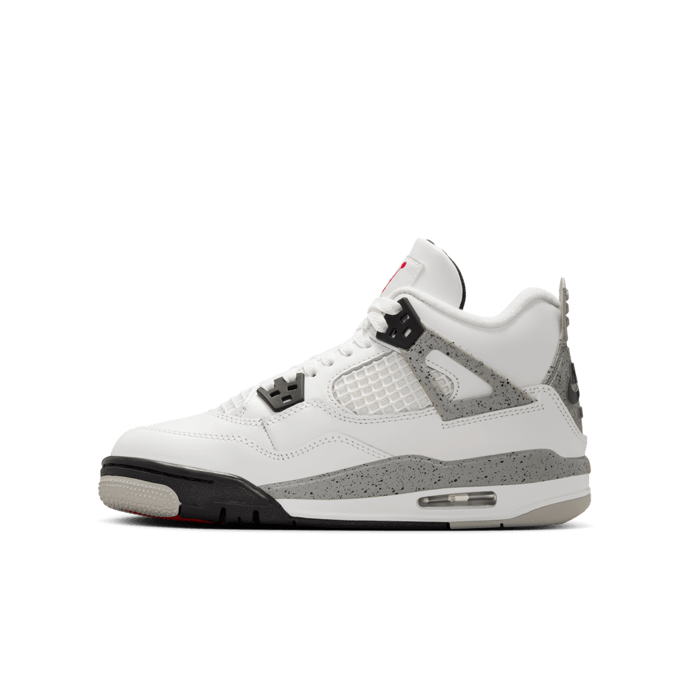 Air Jordan 4 Retro Big Kids' Shoes (GS) "White Cement" 'Summit White/Red/Cement/Grey'