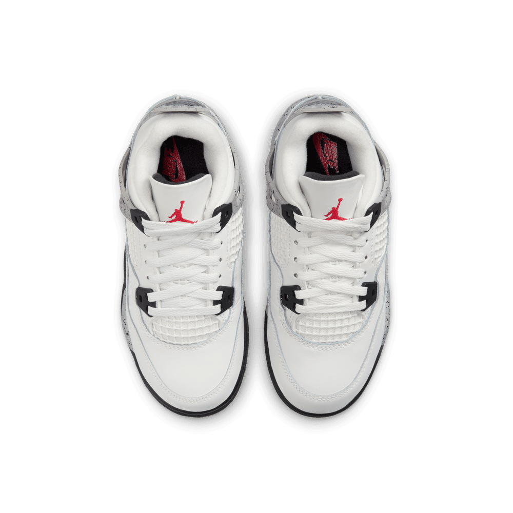 Jordan 4 Retro Little Kids' Shoes (PS) "White Cement" 'Summit White/Red/Cement Grey'
