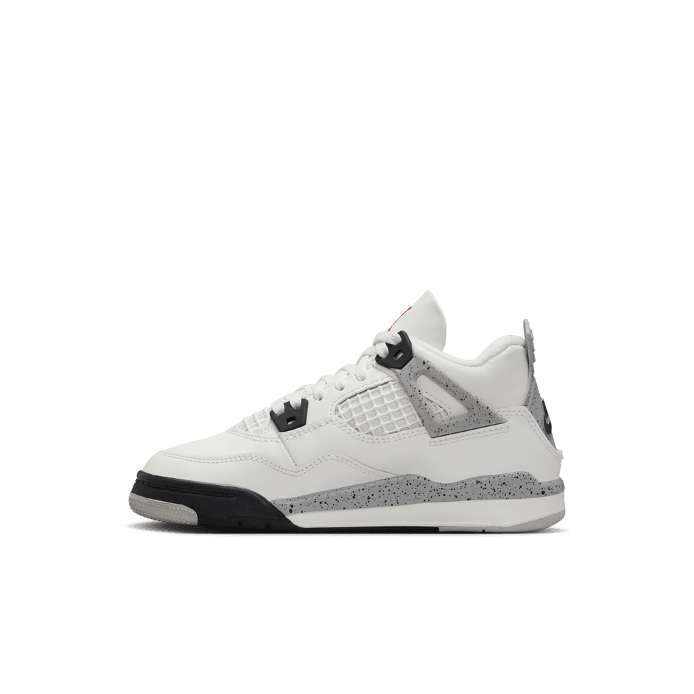 Jordan 4 Retro Little Kids' Shoes (PS) "White Cement" 'Summit White/Red/Cement Grey'