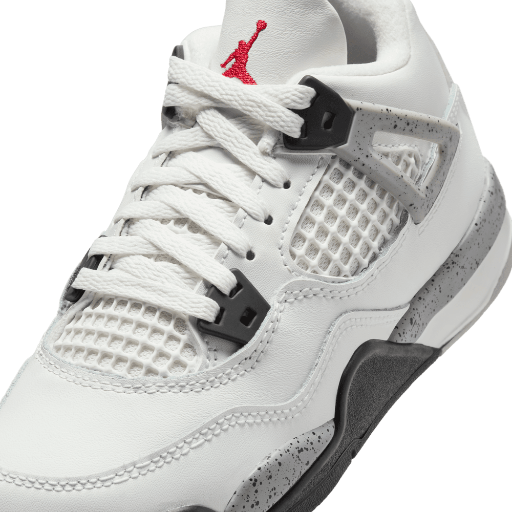 Jordan 4 Retro Little Kids' Shoes (PS) "White Cement" 'Summit White/Red/Cement Grey'