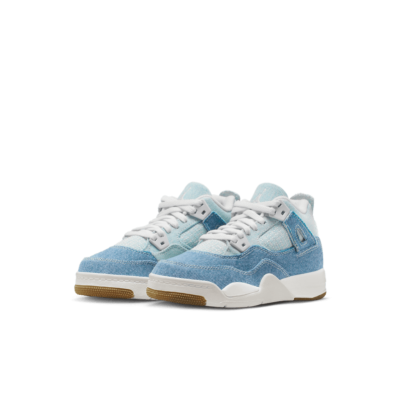 Jordan 4 Retro "Worn Blue" Little Kids' Shoes (PS) SAIL/WORN BLUE-MTLC GOLD-GUM LT BROWN