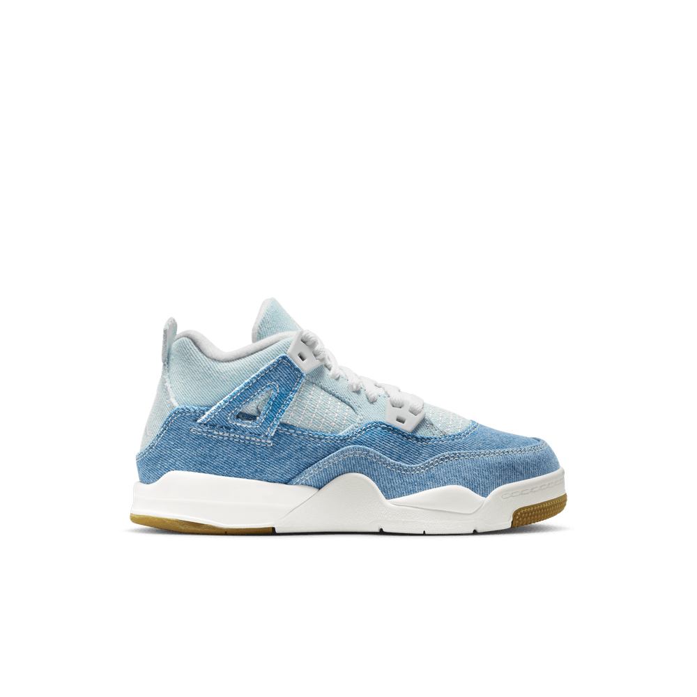 Jordan 4 Retro "Worn Blue" Little Kids' Shoes (PS) SAIL/WORN BLUE-MTLC GOLD-GUM LT BROWN