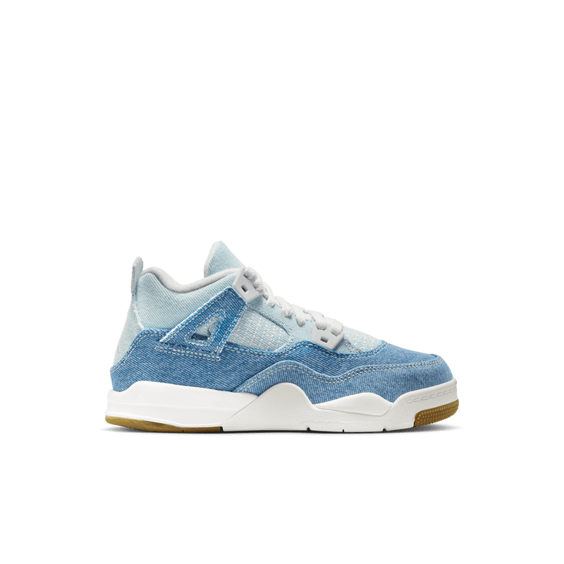 Jordan 4 Retro "Worn Blue" Little Kids' Shoes (PS) SAIL/WORN BLUE-MTLC GOLD-GUM LT BROWN