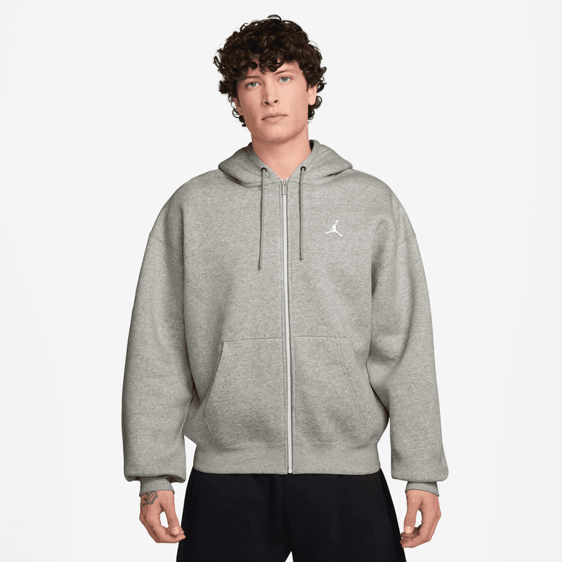Jordan Brooklyn Fleece Men's Oversized Full-Zip Hoodie 'Grey Heather/White'