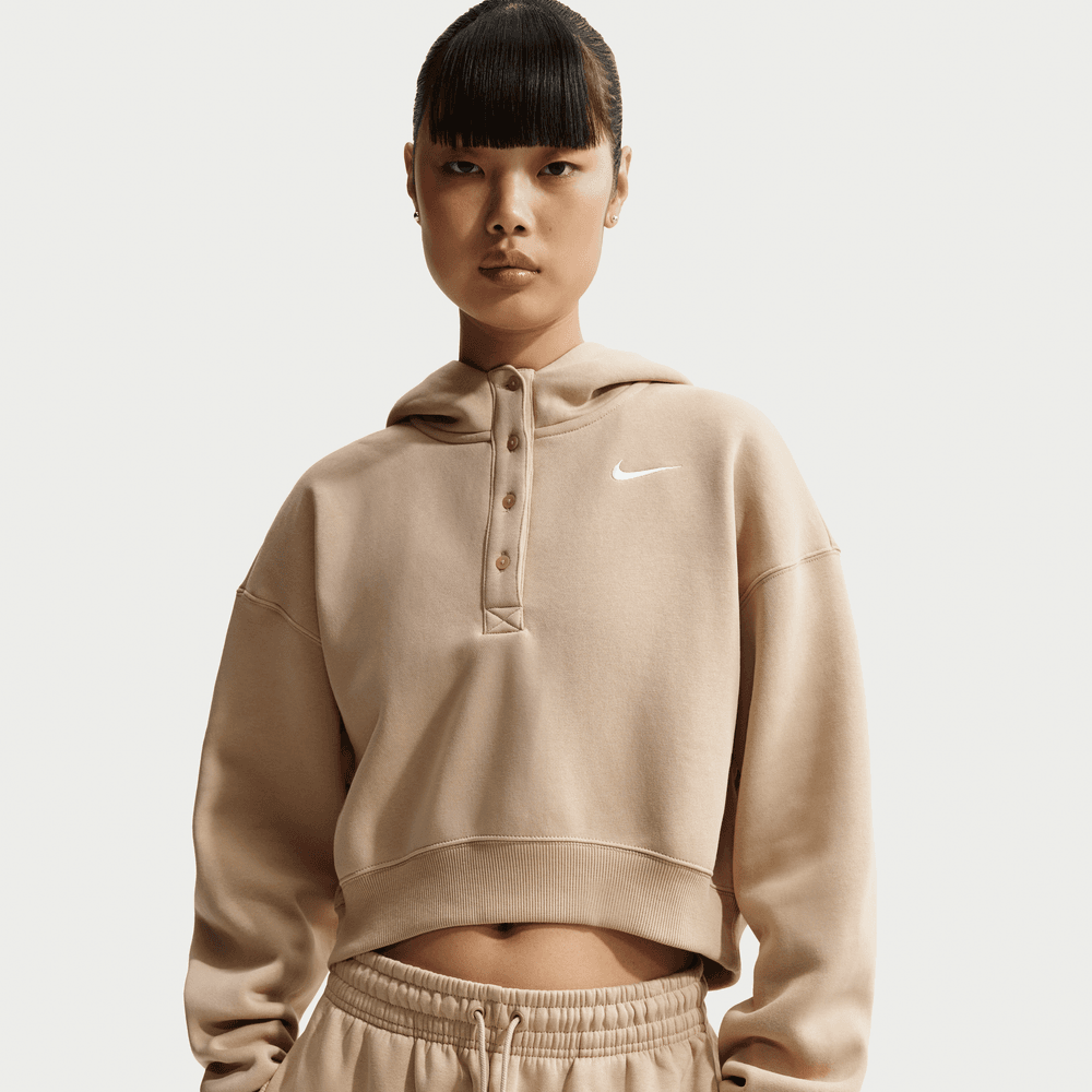 Nike Sportswear Phoenix Fleece Women's Oversized Cropped Henley Hoodie 'Linen'