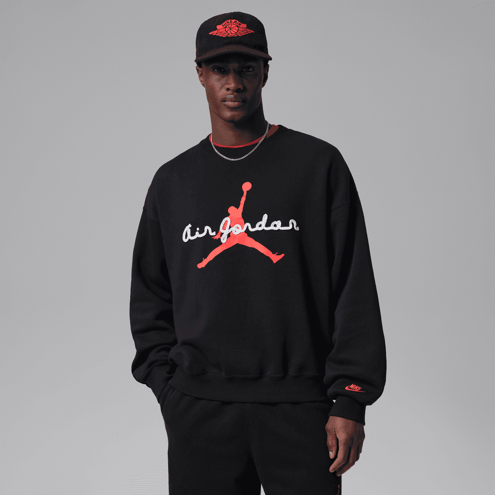 Jordan Brooklyn Men's Fleece Crewneck Sweatshirt 'Black/Infrared'