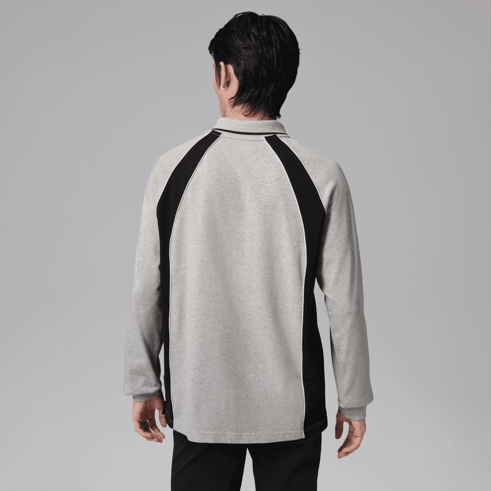 Jordan Flight Men's Long-Sleeve Polo Jersey 'Grey Heather/Black'