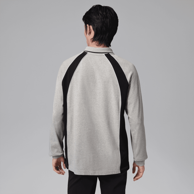 Jordan Flight Men's Long-Sleeve Polo Jersey 'Grey Heather/Black'