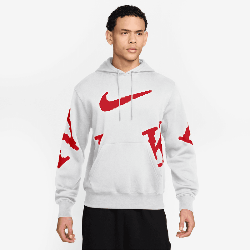 Nike Sportswear Club Men's Fleece Hoodie 'White/Red'