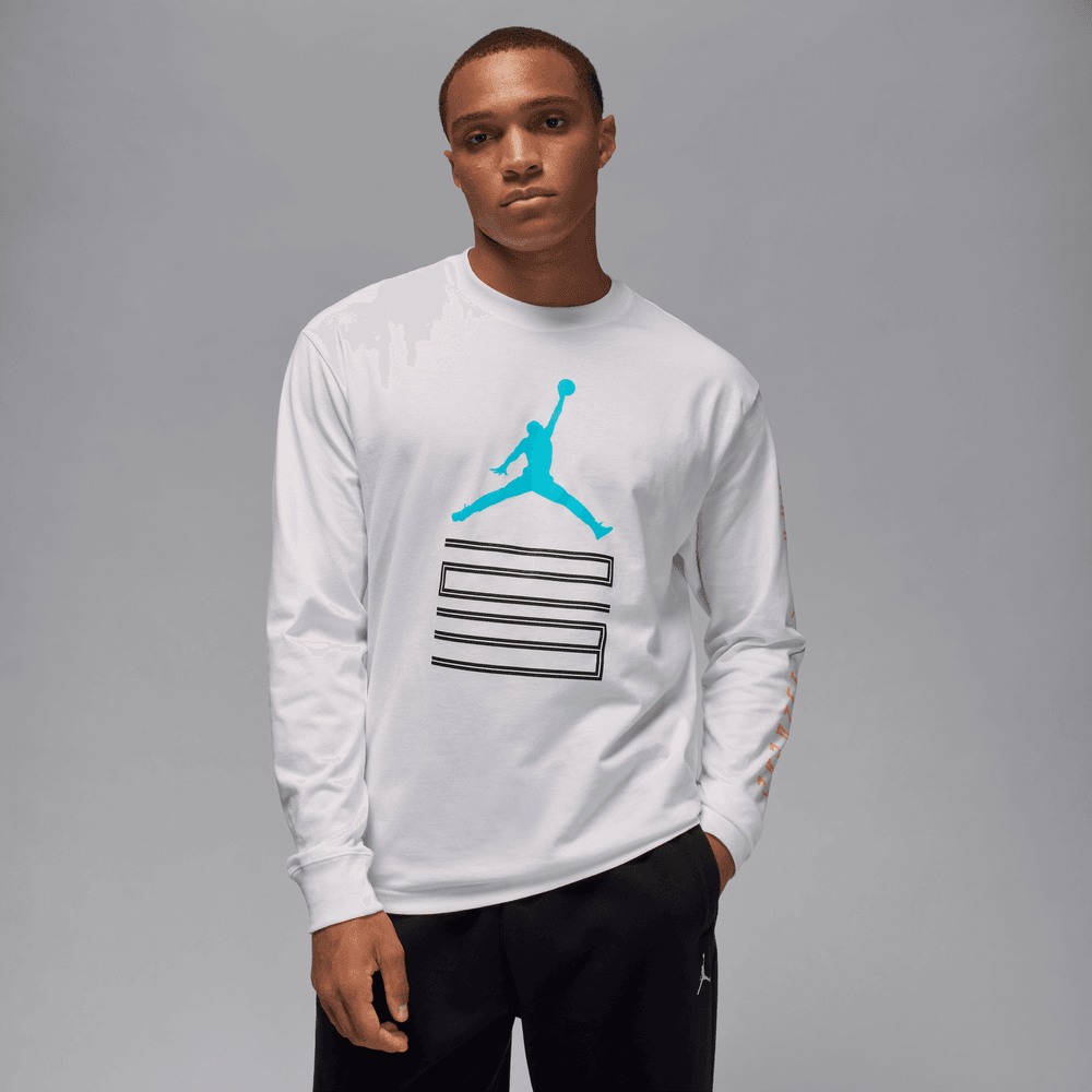 Jordan Brooklyn Men's AJ11 Graphic Long-Sleeve T-Shirt 'White'