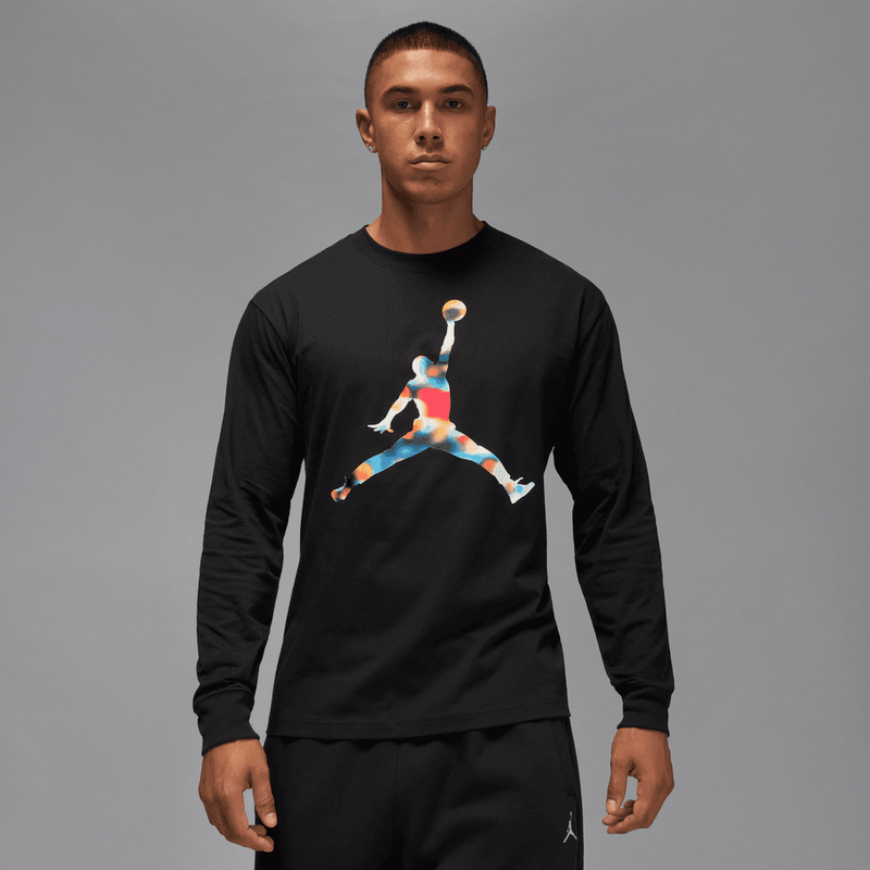 Jordan Flight Men's Long-Sleeve Crewneck T-Shirt 'Black'