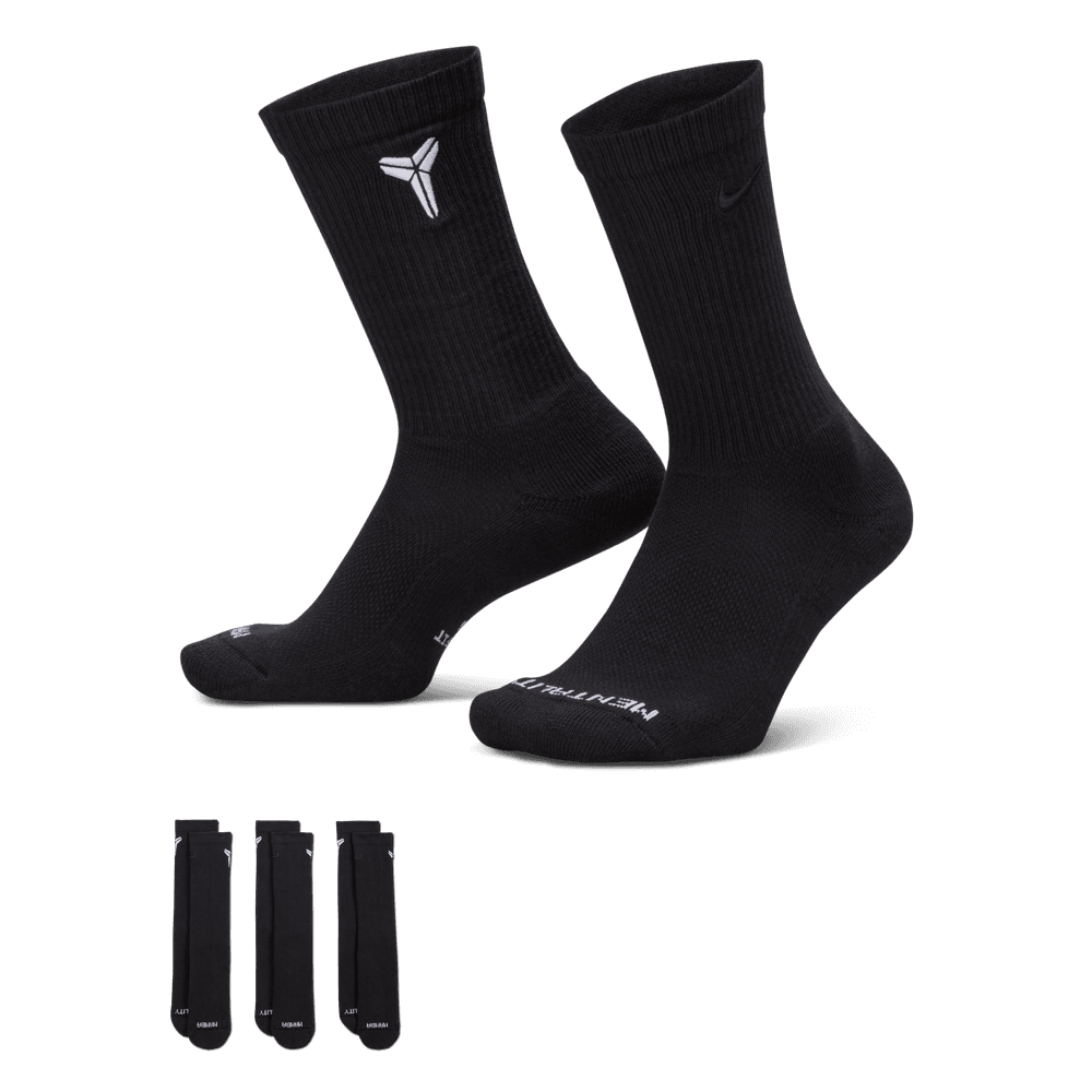 Kobe Bryant Nike Everyday Elevated "Kobe" Crew Socks (3 Pairs) 'Black'