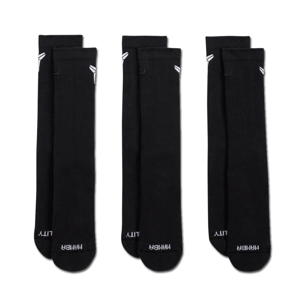 Kobe Bryant Nike Everyday Elevated "Kobe" Crew Socks (3 Pairs) 'Black'