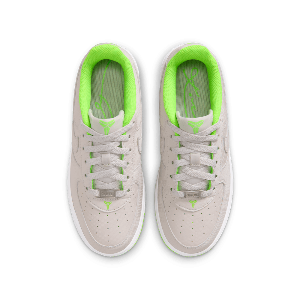 Kobe Bryant Nike Air Force 1 Low Big Kids' Shoes (GS) 'Vast Grey/Electric Green'