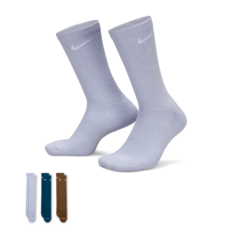 Nike Everyday Plus Cushioned Training Crew Socks (3 Pairs) 'Ghost/Blue/Brown'