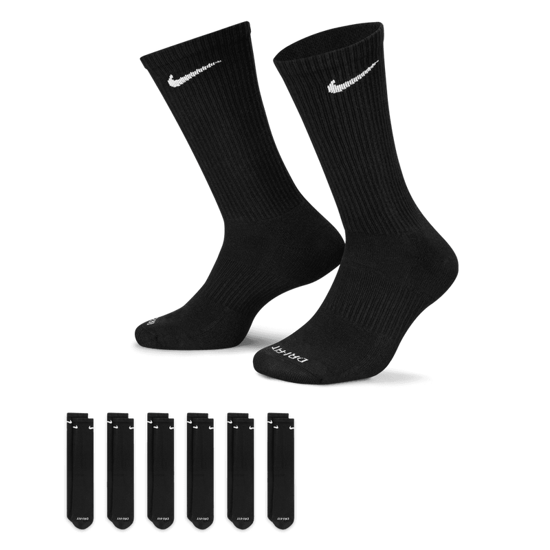 Nike Everyday Plus Cushioned Training Crew Socks (6 Pairs) 'Black/White'