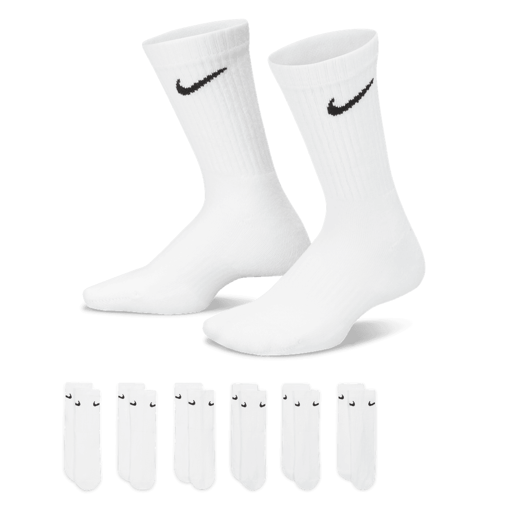 Nike Everyday Kids' Cushioned Crew Socks (6 Pairs) 'White/Black'