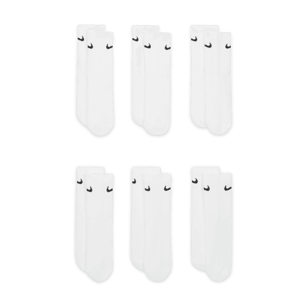 Nike Everyday Kids' Cushioned Crew Socks (6 Pairs) 'White/Black'