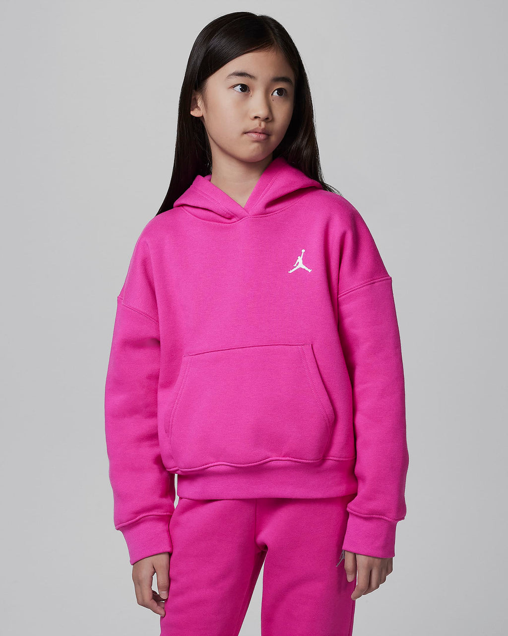 Jordan Brooklyn Essentials Big Kids' Pullover Hoodie 'Fire Pink'