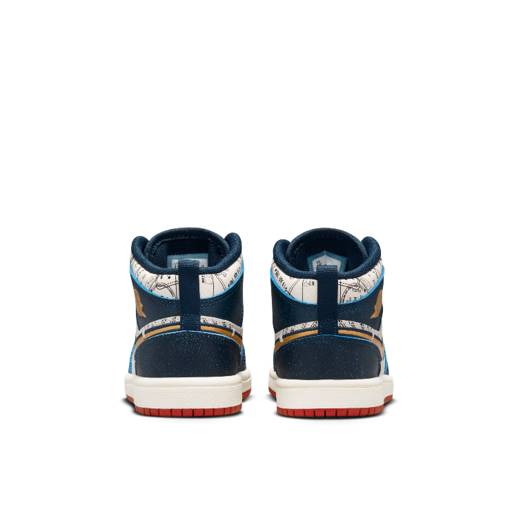 Jordan 1 Mid SE Little Kids' Shoes (PS) 'Navy/Gold/Ivory'