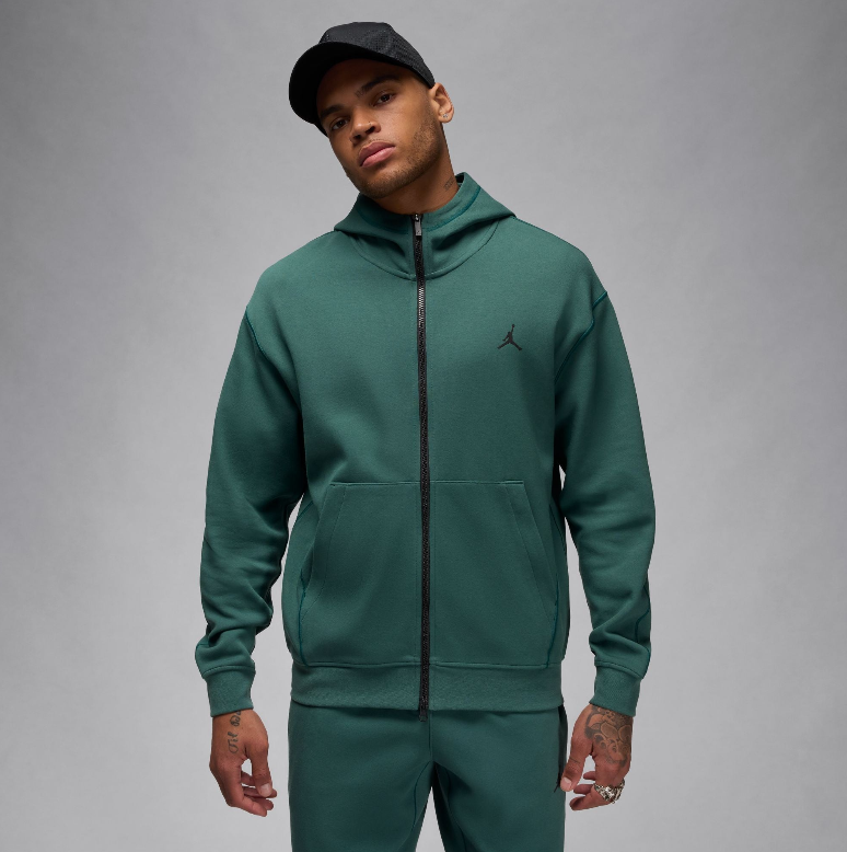 Jordan Sport Hoop Fleece Men's Dri-FIT Full-Zip Hoodie Tall Sizes 'Green/Black'