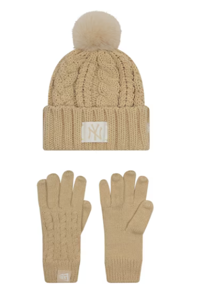 New Era Youth Beanie And Gloves Set New-York Yankees 'Stone'