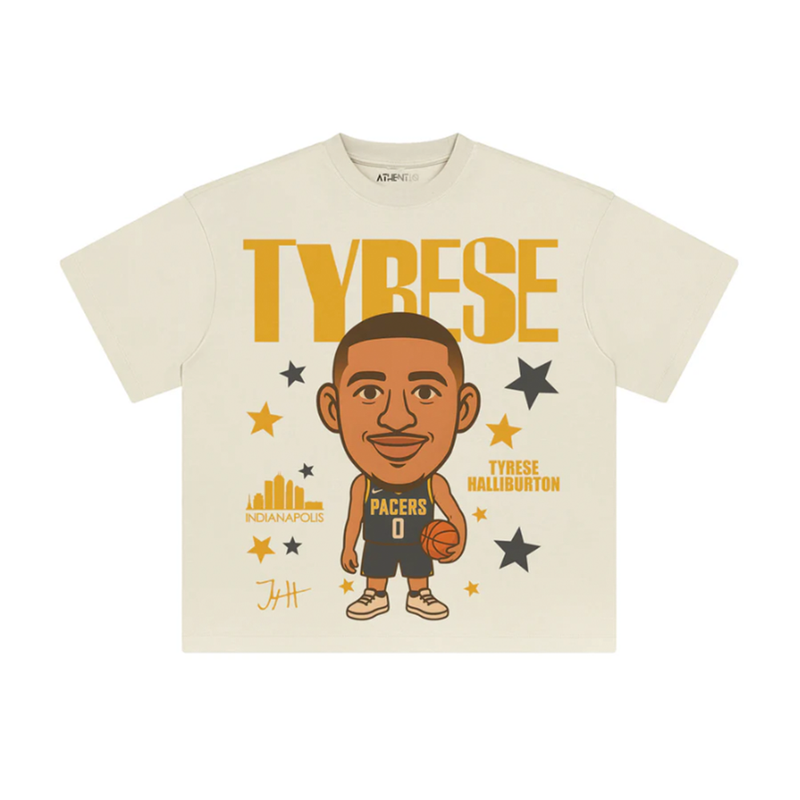 Athentiq Tyrese Haliburton Cartoon T-Shirt 'Cream'