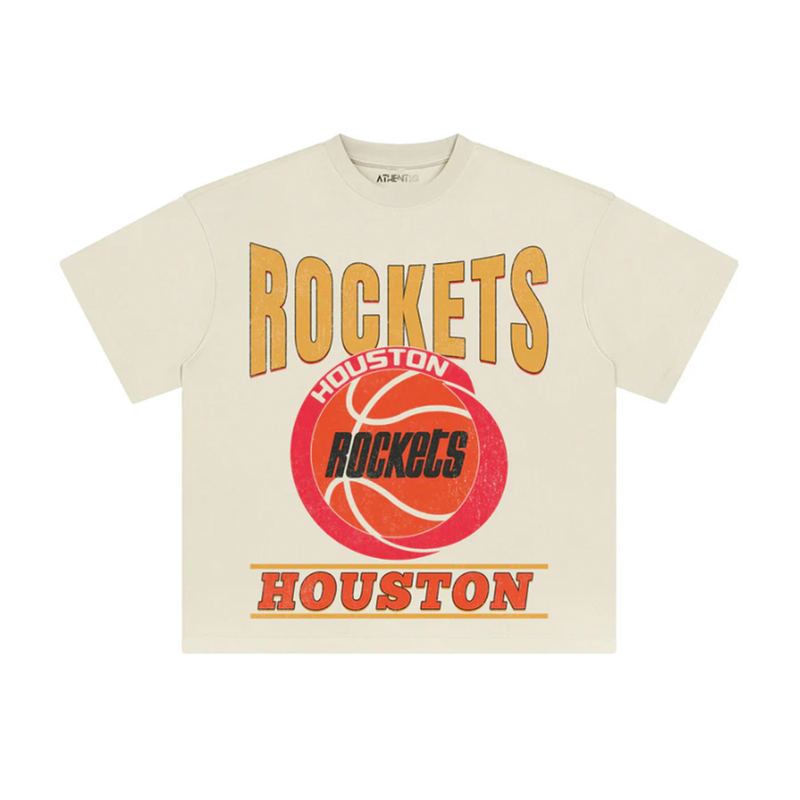 Athentiq Houston Rockets 90's Logo T-Shirt 'Cream'