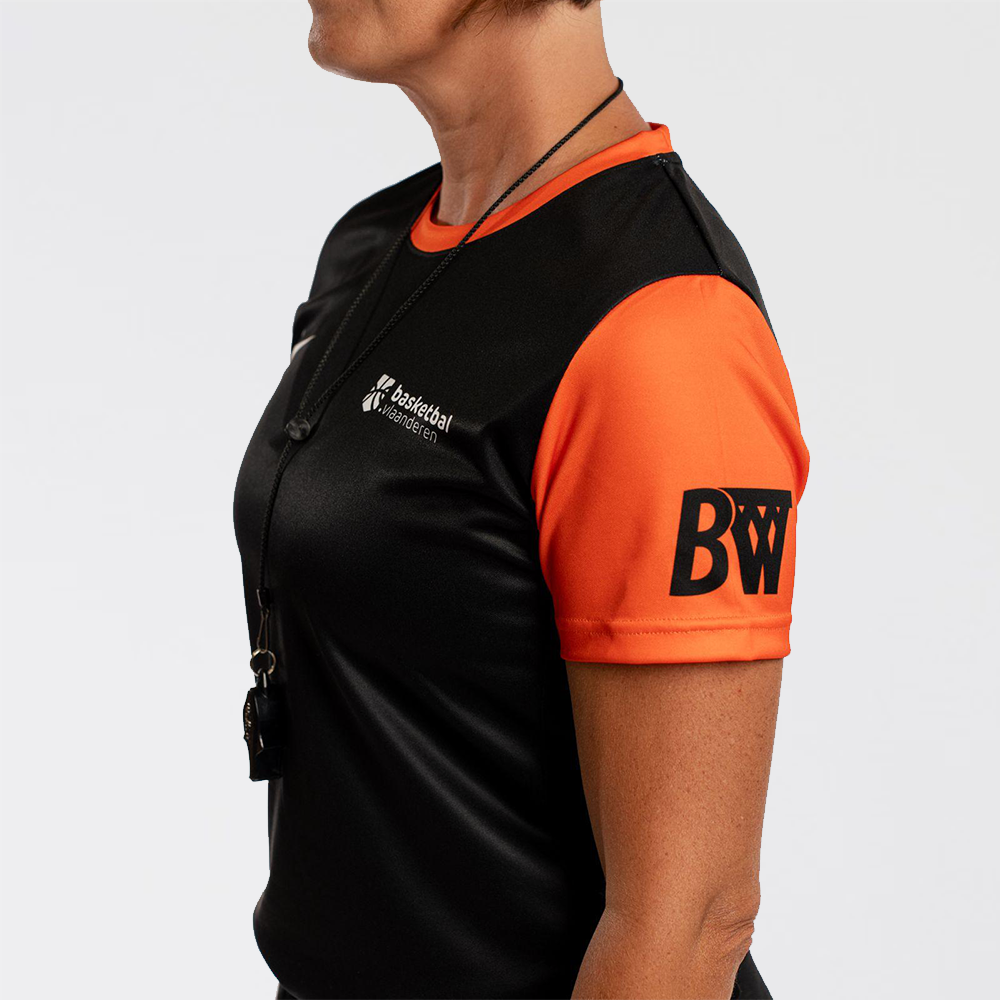 Basketbal.Vlaanderen Orange Refspect Youth Referee Shirt Women 'Black/Orange'