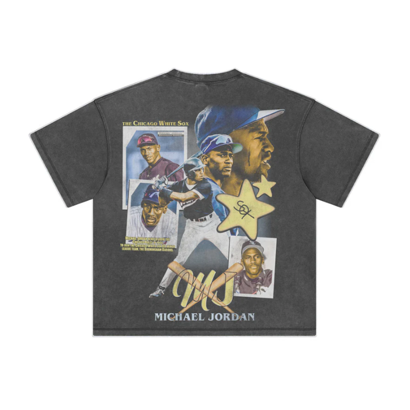 Athentiq Michael Jordan 'Big Face Baseball' T-Shirt 'Vintage Dark Grey'