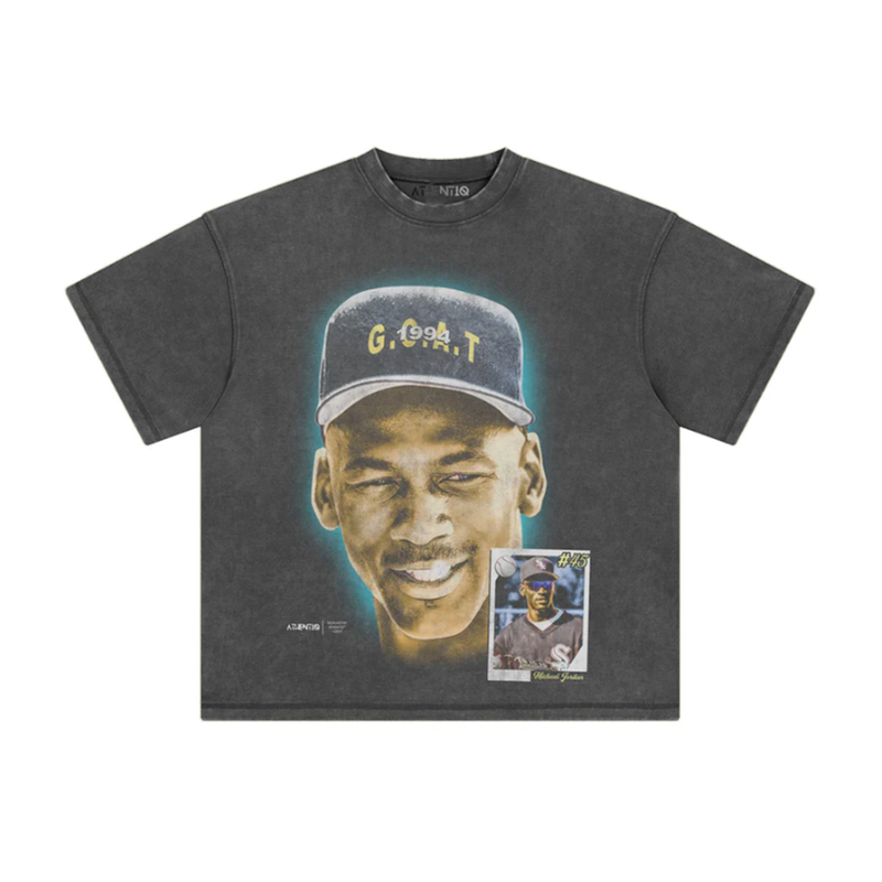 Athentiq Michael Jordan 'Big Face Baseball' T-Shirt 'Vintage Dark Grey'