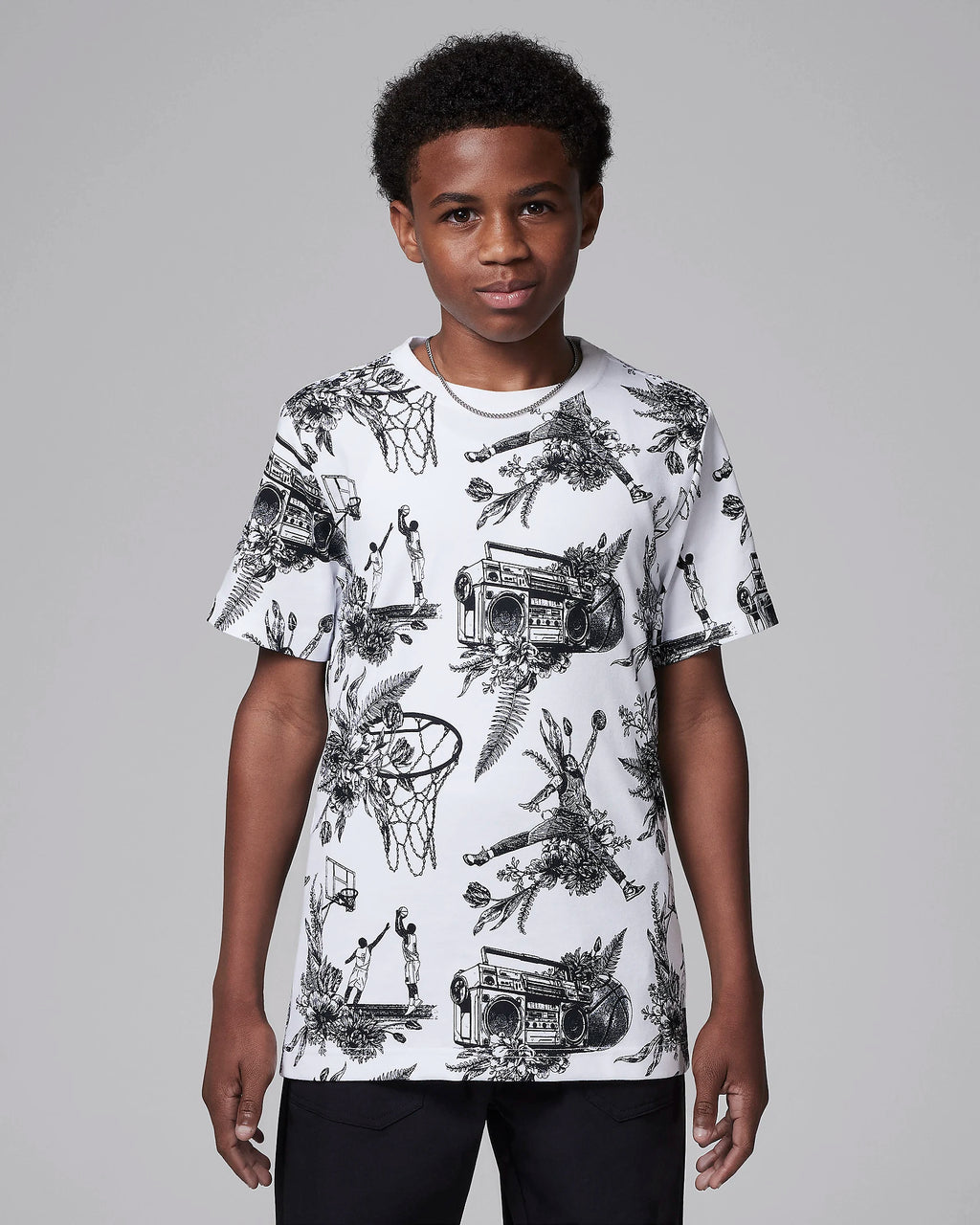 Jordan Dri-FIT Big Kids' Sports Sketch T-Shirt 'White'