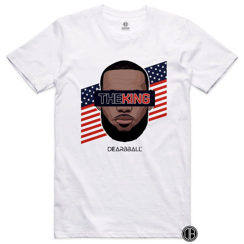 DearBBall Tee - Lebron James King USA 24 Stripes 'White'