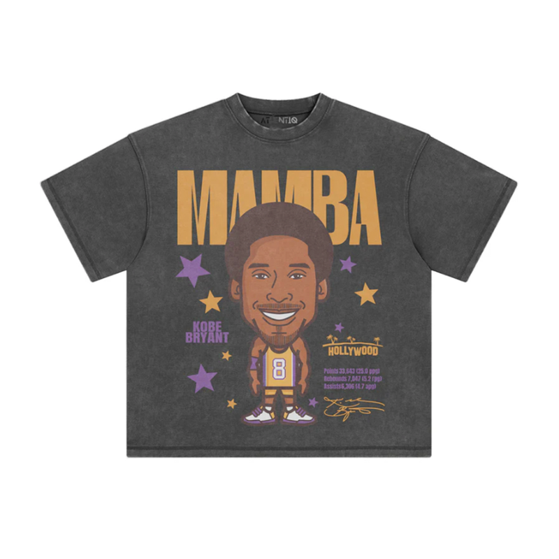 Athentiq Kobe Bryant 'Mamba' Cartoon T-Shirt 'Vintage Dark Grey'