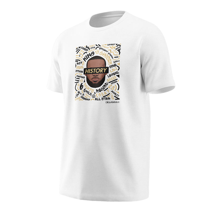 DearBBall Tee - LeBron James History 'White'