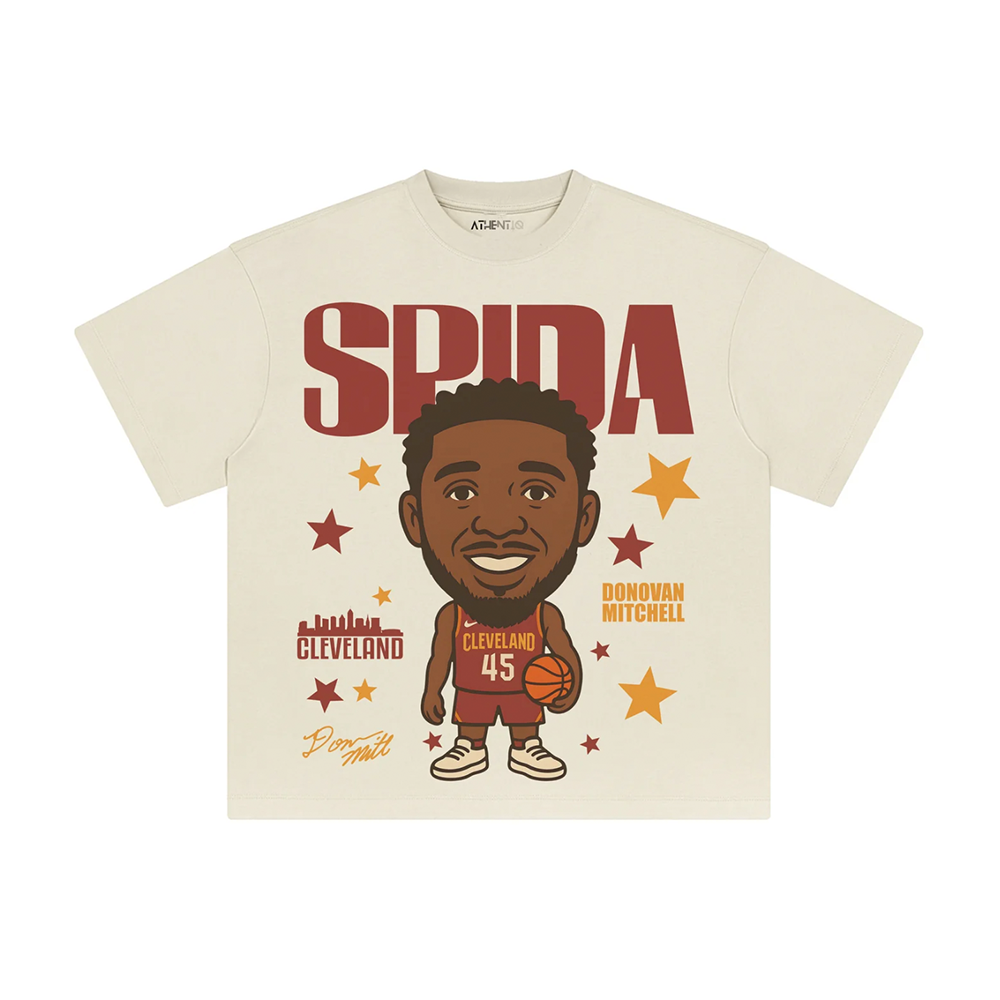 Athentiq Donovan Mitchell 'Spida' Cartoon T-Shirt 'Cream'