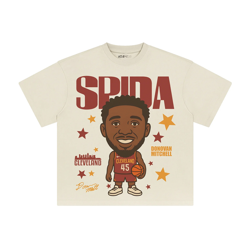 Athentiq Donovan Mitchell 'Spida' Cartoon T-Shirt 'Cream'