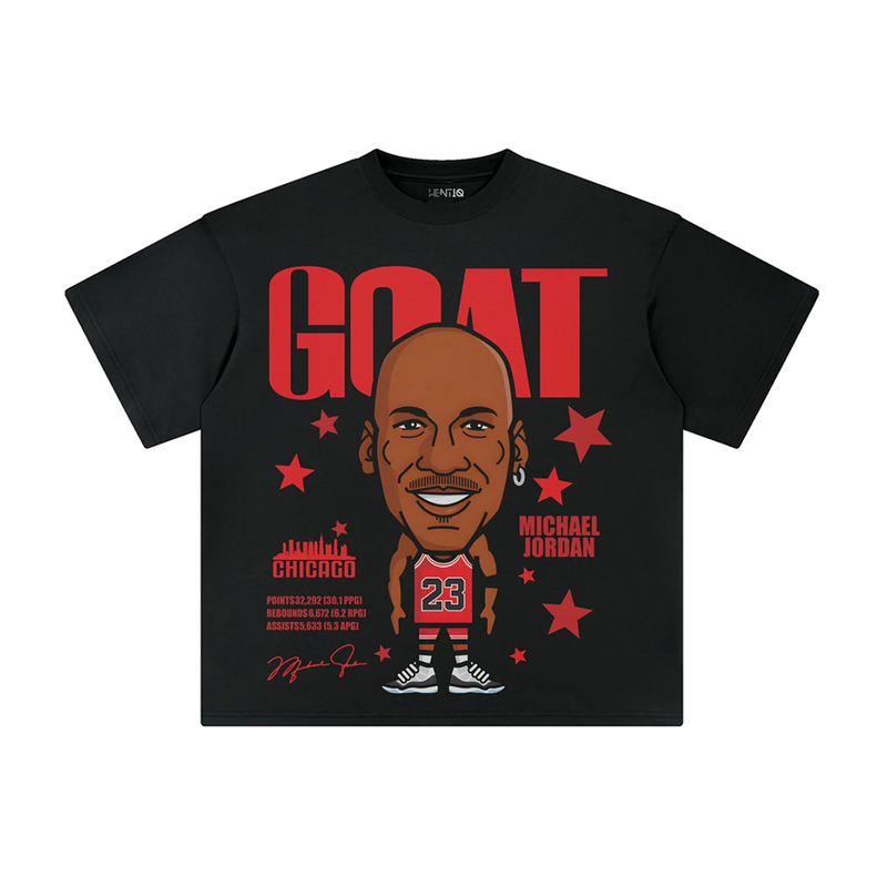 Athentiq Michael Jordan 'GOAT' Cartoon T-Shirt 'Black'
