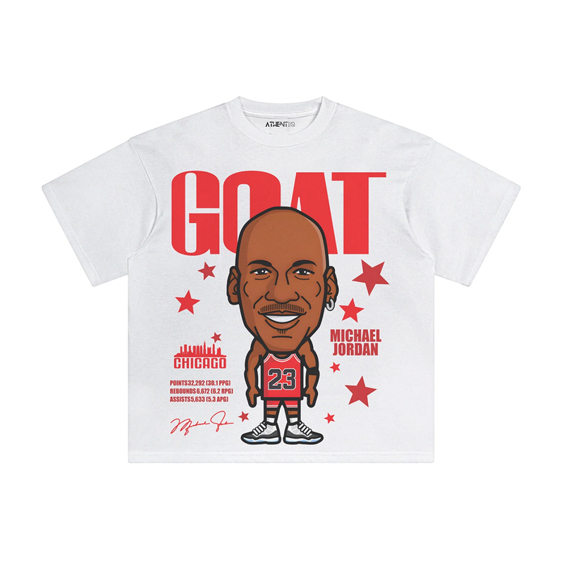 Athentiq Michael Jordan 'GOAT' Cartoon T-Shirt 'White'