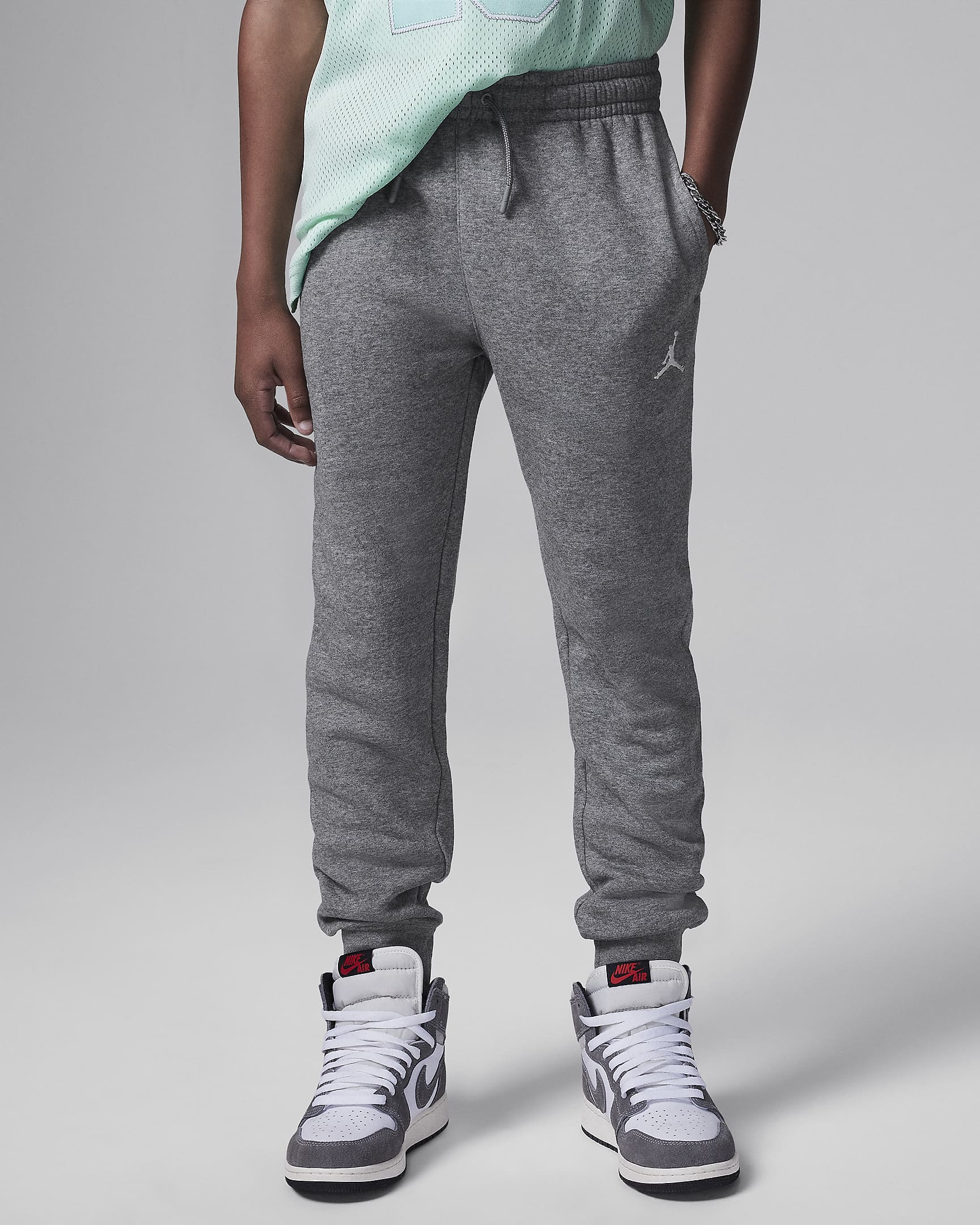 Jordan MJ Brooklyn Fleece Essentials Big Kids' Pants 'Carbon