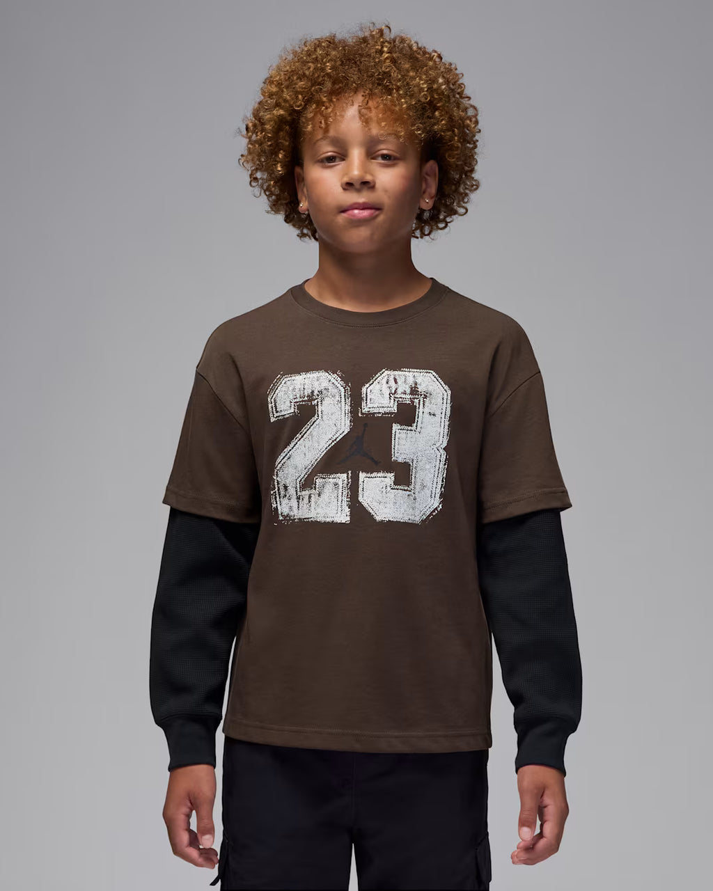 Jordan MVP Big Kids' Twofer T-Shirt 'Brown/Black'