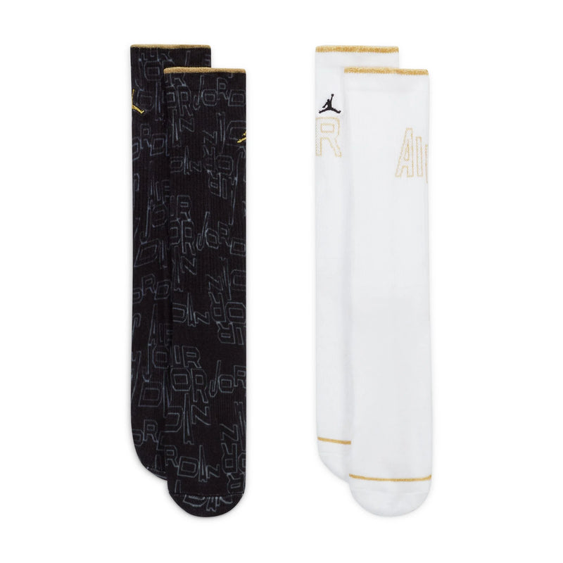 Jordan Kids Socks (2 Packs) 'Black/White/Gold'