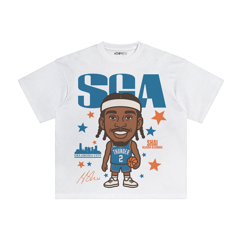 Athentiq Shai Gilgeous-Alexander 'SGA' Cartoon T-Shirt 'White'