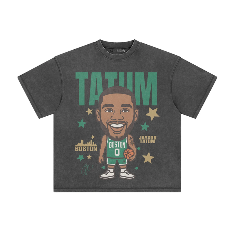Athentiq Jayson Tatum Cartoon T-Shirt 'Vintage Dark Grey'
