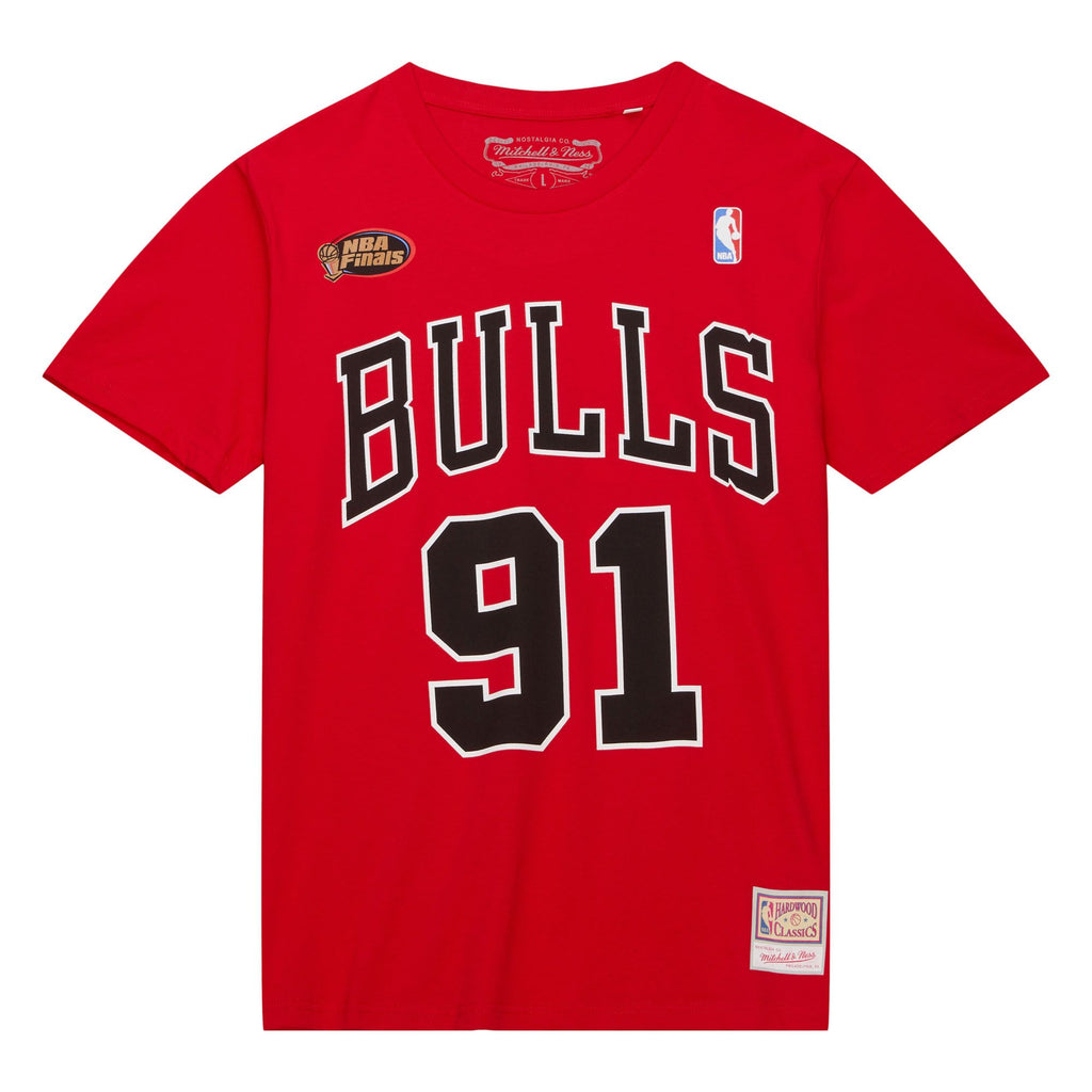 Mitchell & Ness NBA Hard Wood Classic Name & Number Tee T-shirt Chicago Bulls Dennis Rodman 'Red'