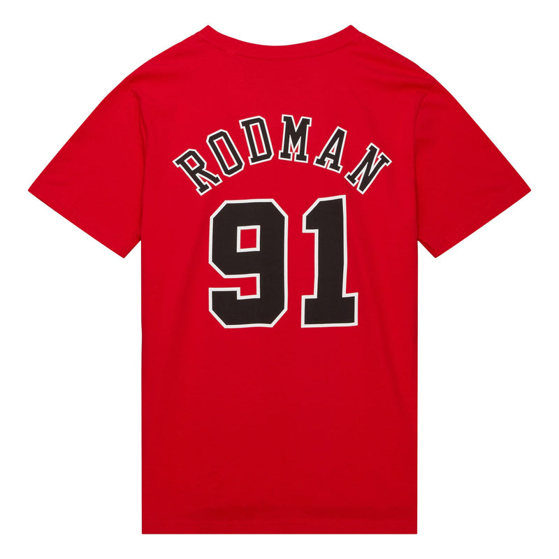 Mitchell & Ness NBA Hard Wood Classic Name & Number Tee T-shirt Chicago Bulls Dennis Rodman 'Red'