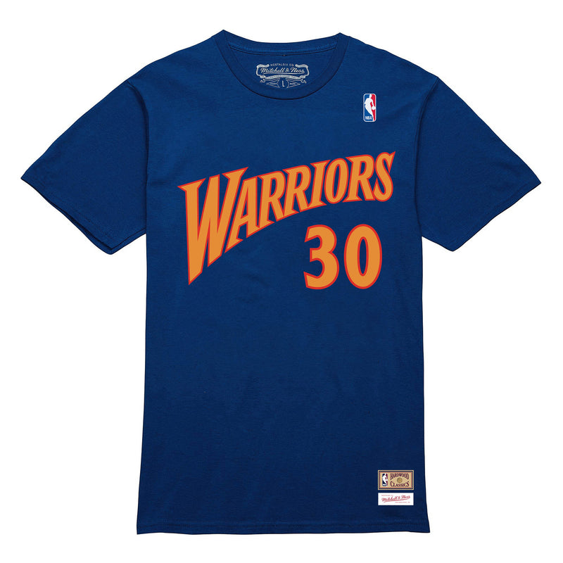 Mitchell & Ness NBA Hard Wood Classic Name & Number Tee T-shirt Stephen Curry Golden State Warriors 'Blue'