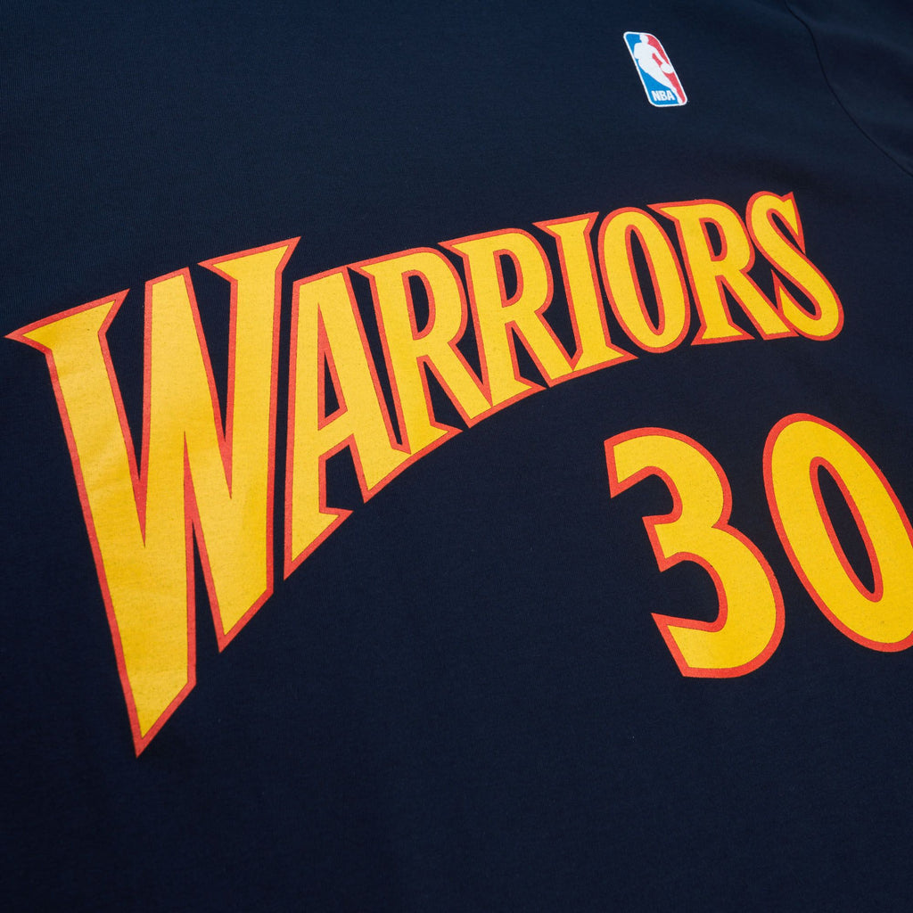 Mitchell & Ness NBA Hard Wood Classic Name & Number Tee T-shirt Stephen Curry Golden State Warriors 'Blue'