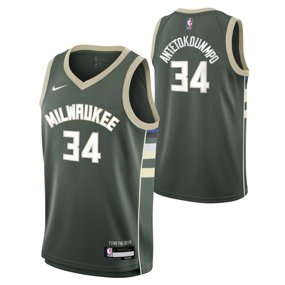 Giannis Antetokounmpo Milwaukee Bucks Boys Icon Swingman Kids Jersey ...